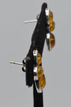 Vintage Amber Sterling Silver Earrings