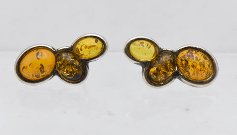 Vintage Amber Sterling Silver Earrings