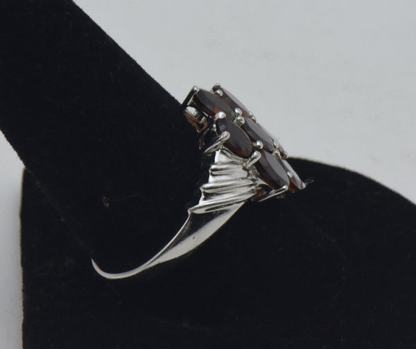 Vintage Garnets Sterling Silver Ring - Size 10