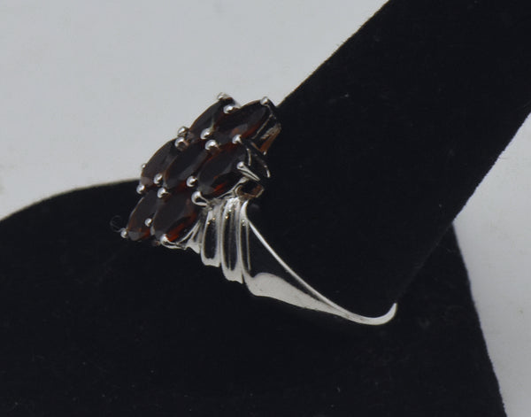 Vintage Garnets Sterling Silver Ring - Size 10