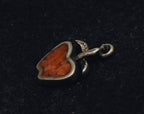 Vintage Sterling Silver and Crushed Red Stone Apple Pendant