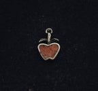 Vintage Sterling Silver and Crushed Red Stone Apple Pendant