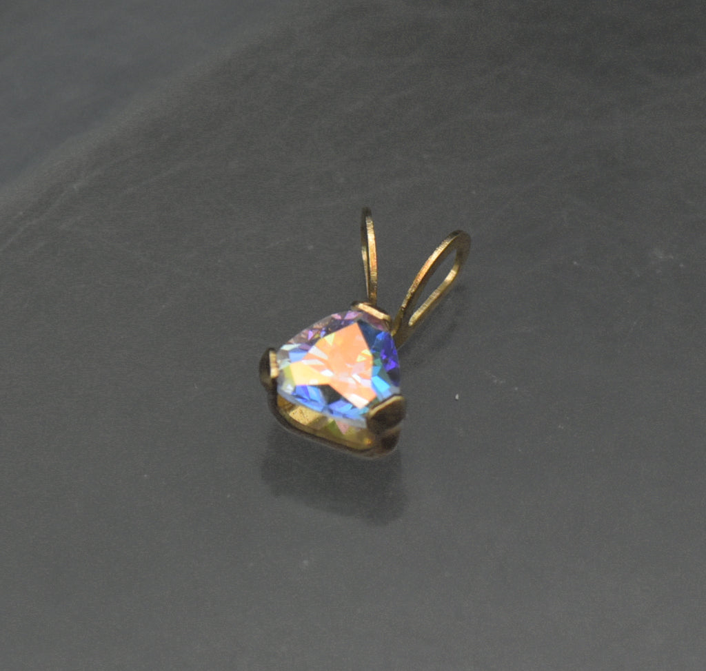 Vintage 10k Gold Aura Coated Quartz Tiny Pendant