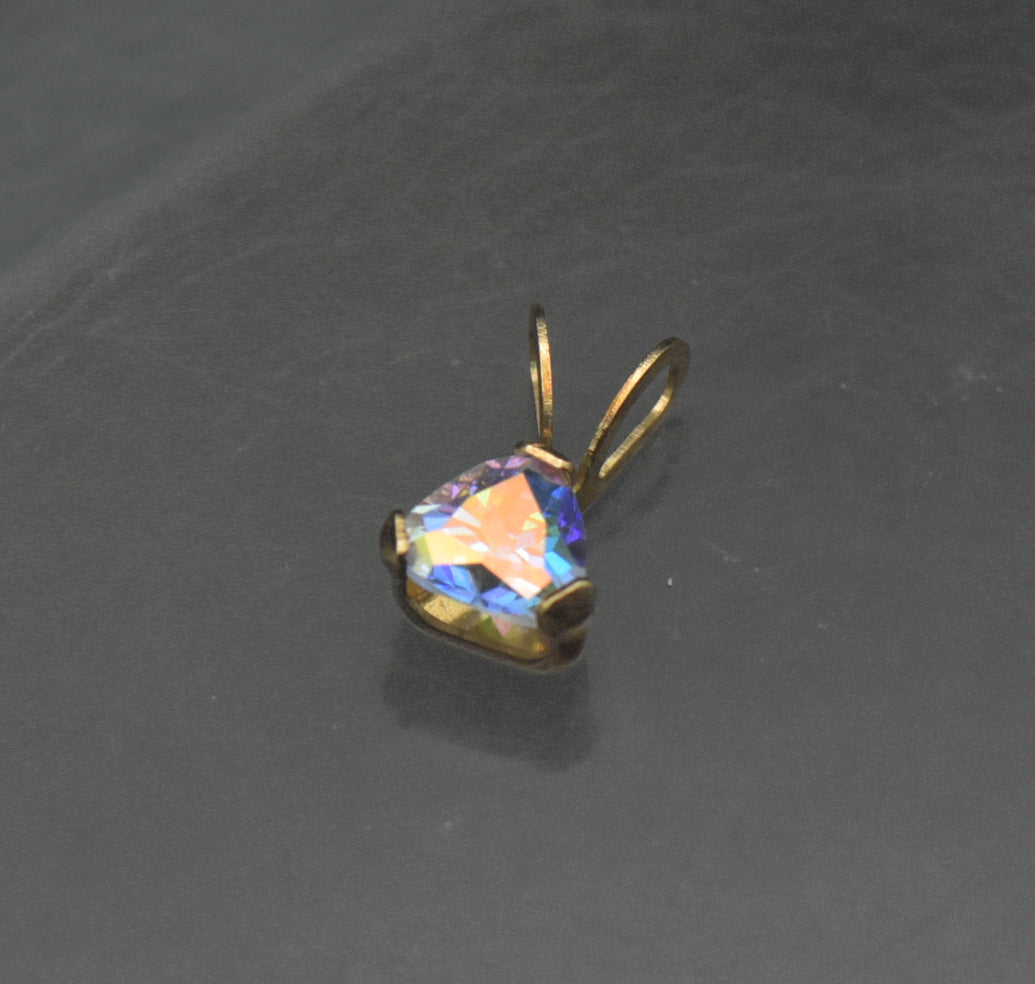 Vintage 10k Gold Aura Coated Quartz Tiny Pendant