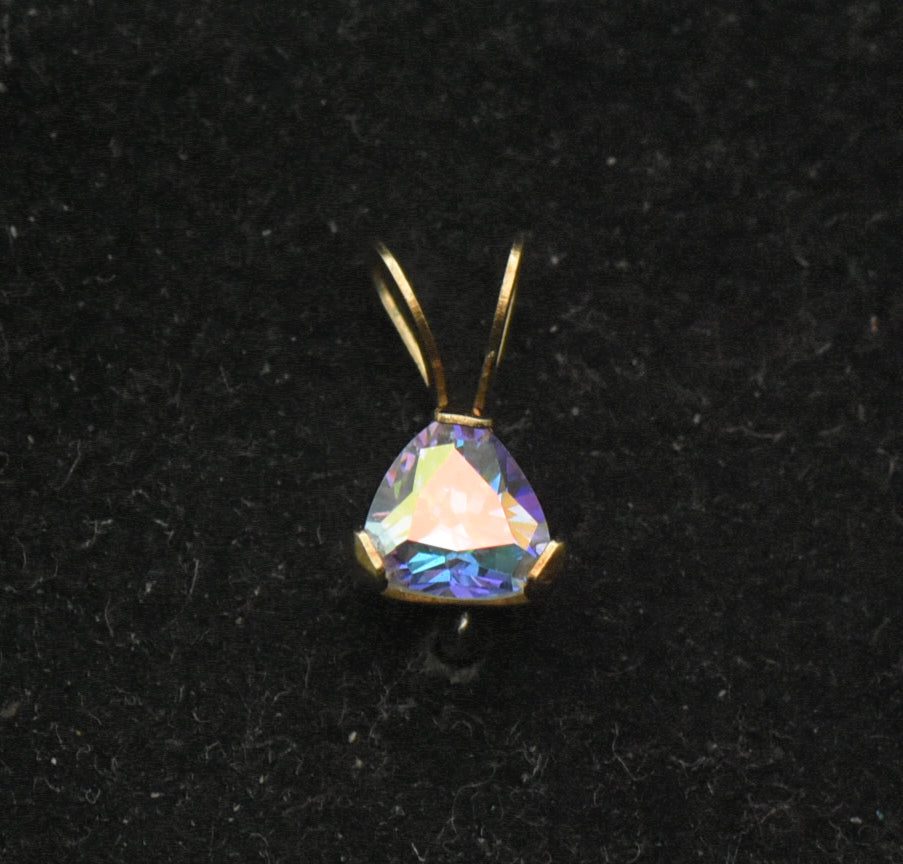 Vintage 10k Gold Aura Coated Quartz Tiny Pendant