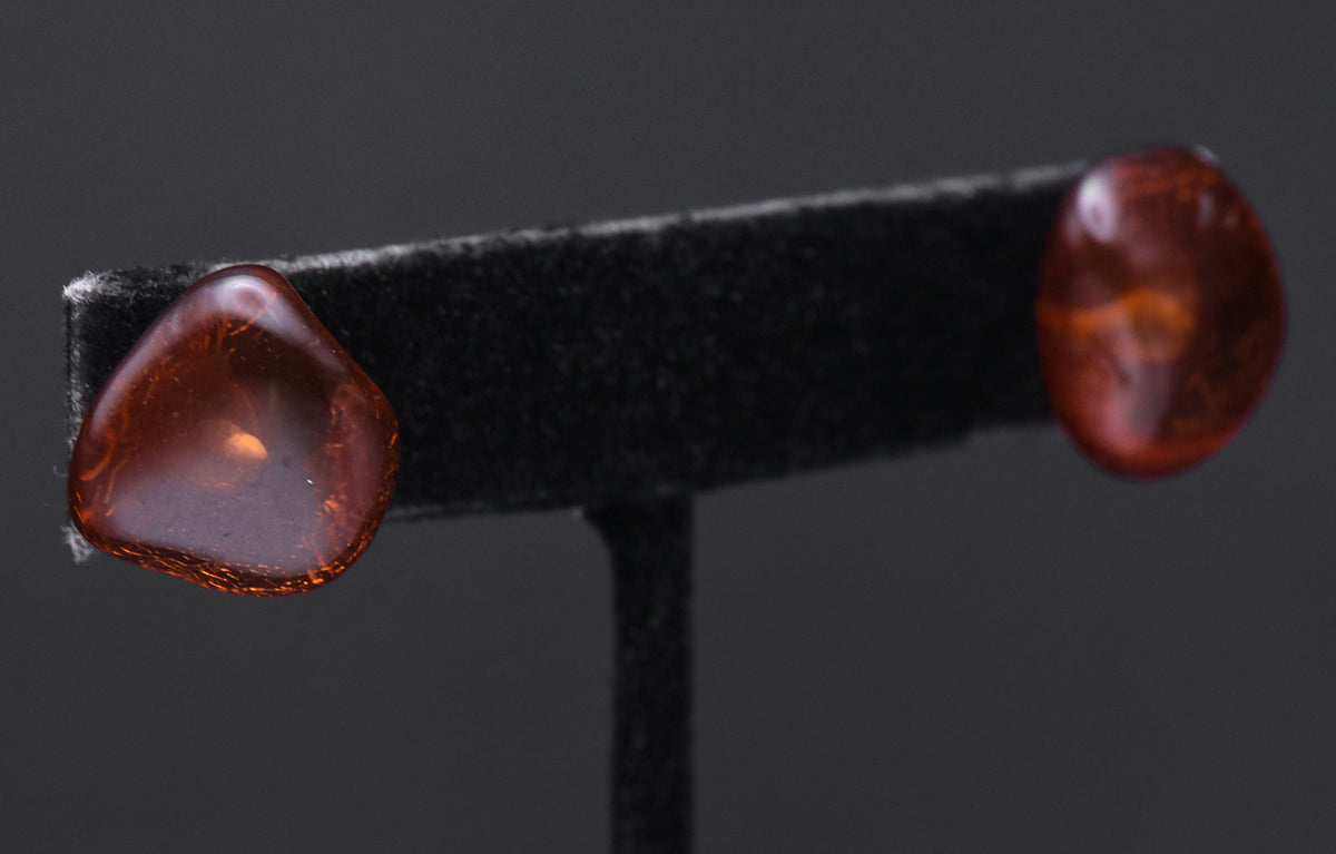 Vintage Amber Nugget Stud Earrings
