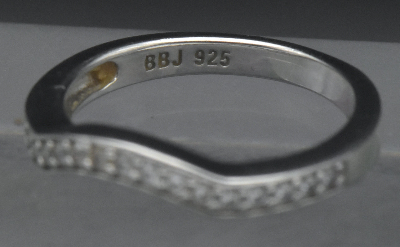 Vintage Sterling Silver CZ Arch Band - Size 7