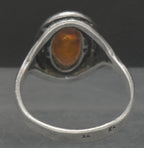 Vintage Sterling Silver and Amber Ring - Size 7.75