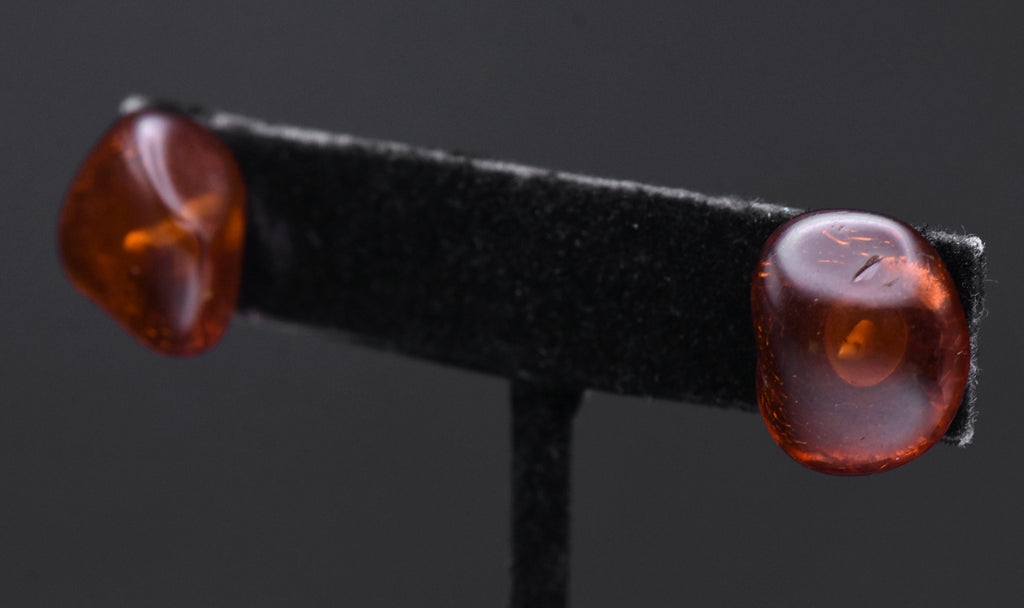 Vintage Amber Nugget Stud Earrings