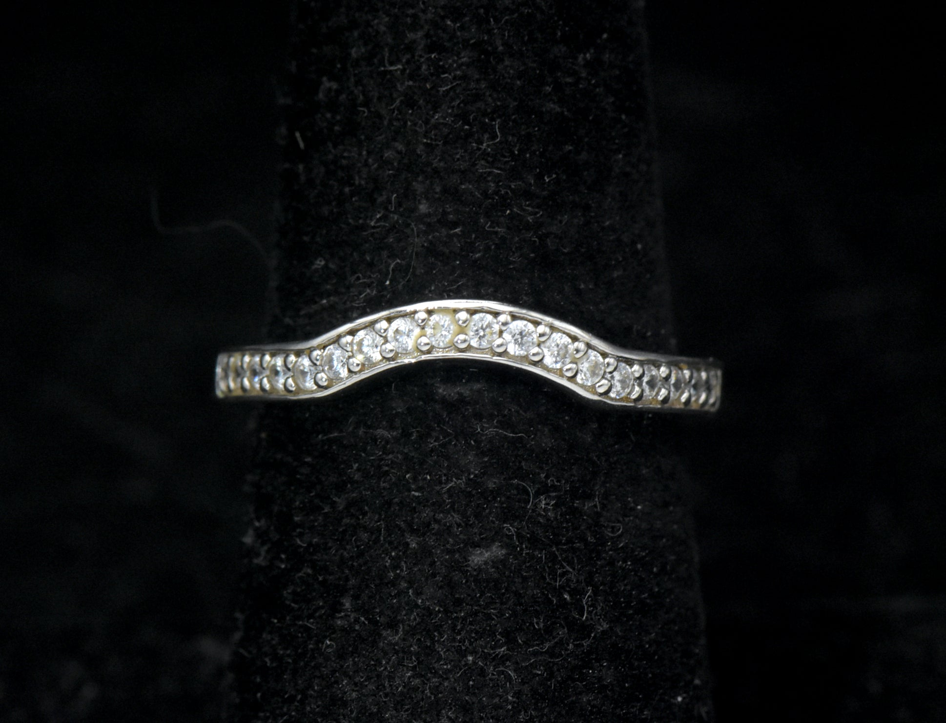 Vintage Sterling Silver CZ Arch Band - Size 7