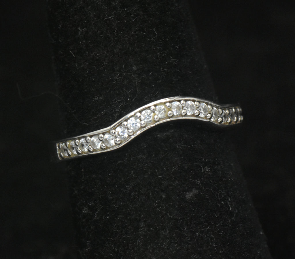 Vintage Sterling Silver CZ Arch Band - Size 7