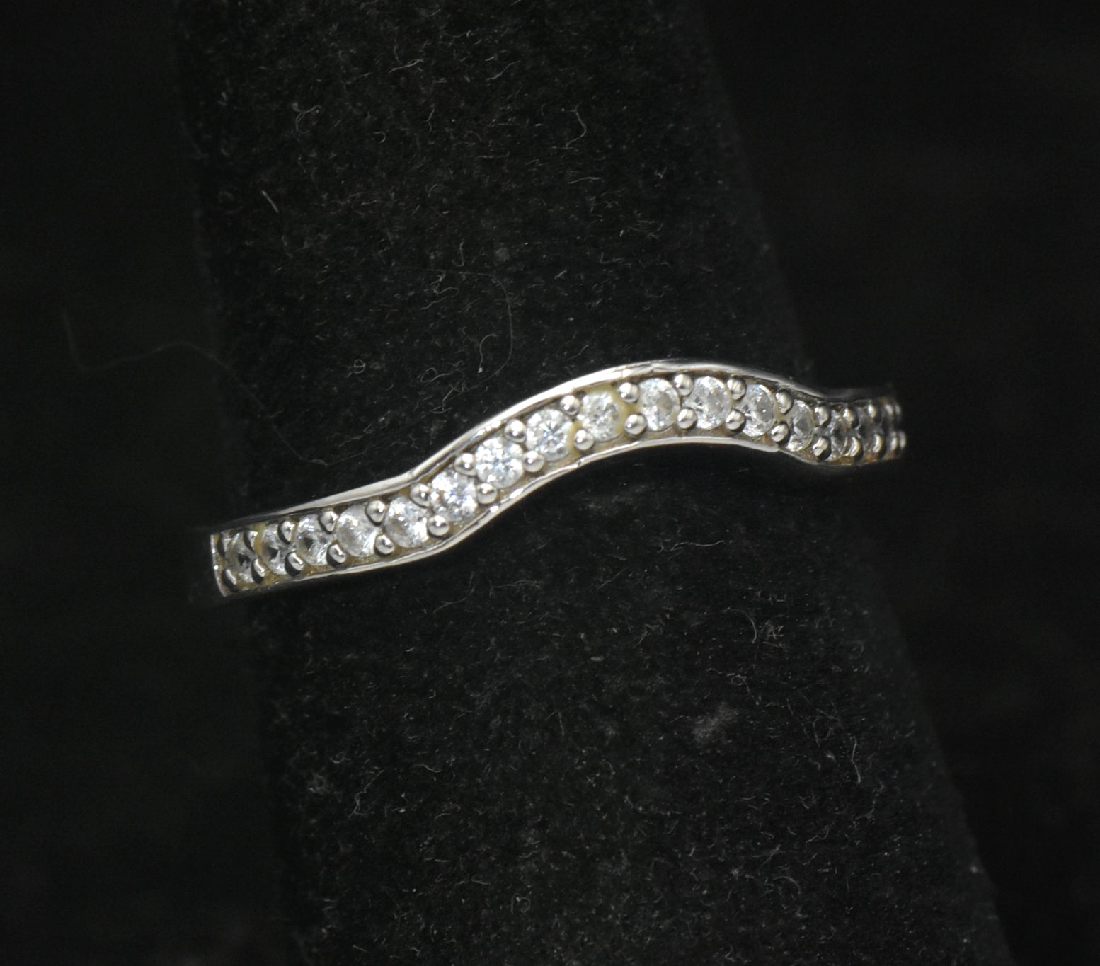 Vintage Sterling Silver CZ Arch Band - Size 7