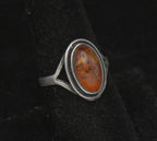 Vintage Sterling Silver and Amber Ring - Size 7.75