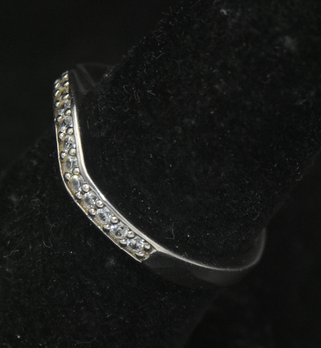 Vintage Sterling Silver CZ Arch Band - Size 7