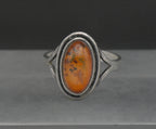 Vintage Sterling Silver and Amber Ring - Size 7.75
