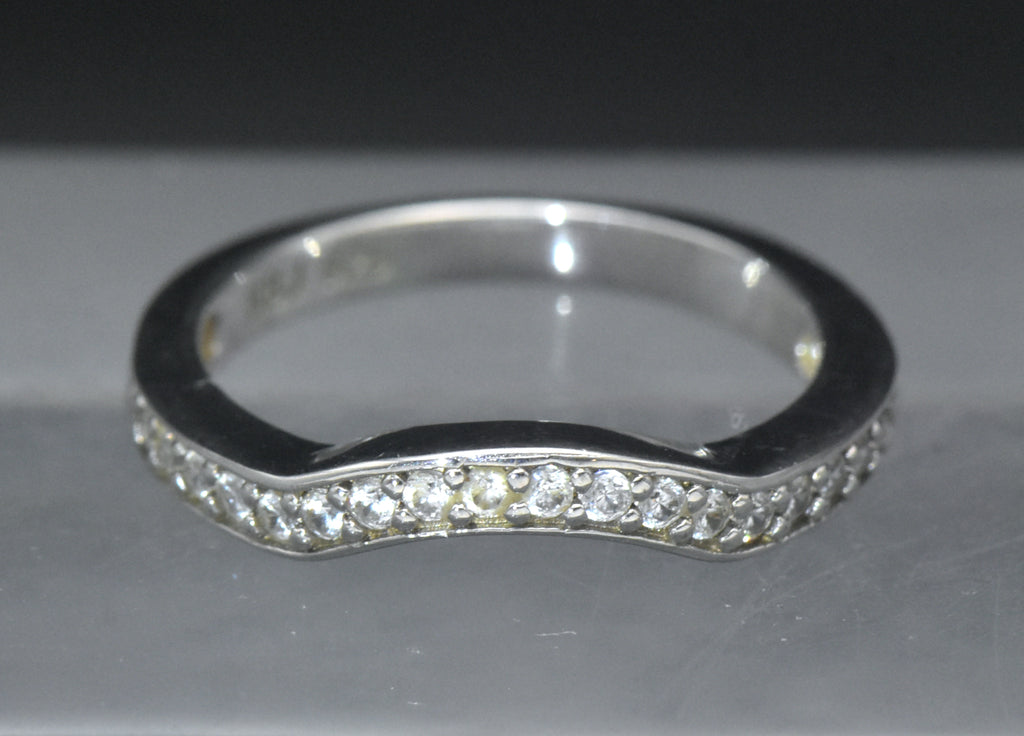Vintage Sterling Silver CZ Arch Band - Size 7