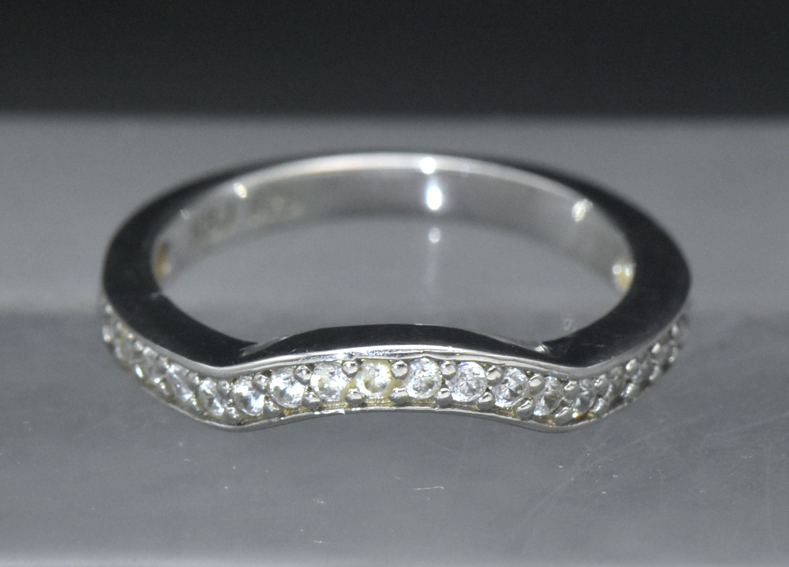 Vintage Sterling Silver CZ Arch Band - Size 7