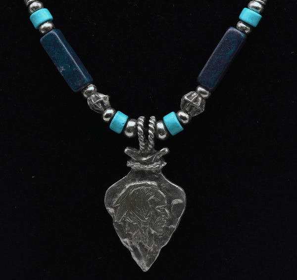 Arrowhead Pendant Beaded Cord Necklace