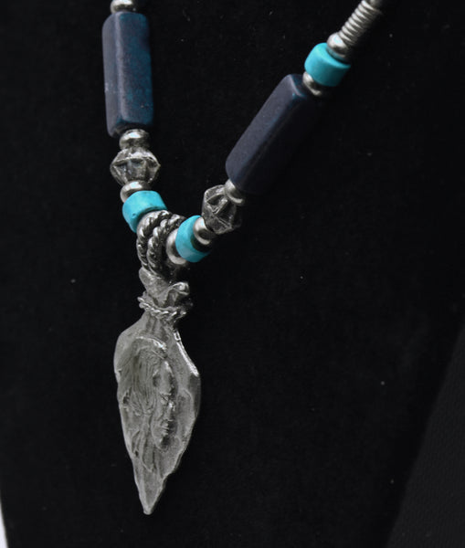 Arrowhead Pendant Beaded Cord Necklace