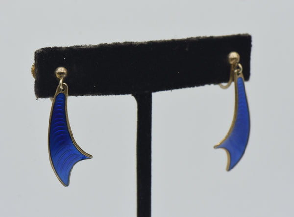 Albert Scharning - Vintage Sterling Silver and Enamel Screw Back Earrings