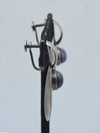 Vintage Handmade Modernist Amethyst and Silver Screw Back Earrings