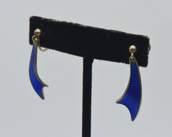 Albert Scharning - Vintage Sterling Silver and Enamel Screw Back Earrings