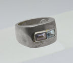 Vintage Blue Topaz and Amethyst Sterling Silver Ring - Size 5.75