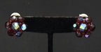 Two Pairs of Vintage Aurorea Borealis Beaded Clip On Earrings - Black and Red