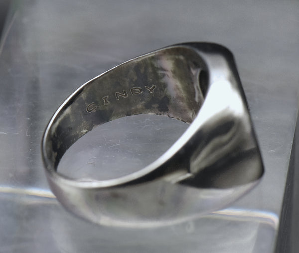 Avon - Vintage Sterling Silver Black Onyx Ring - Size 11