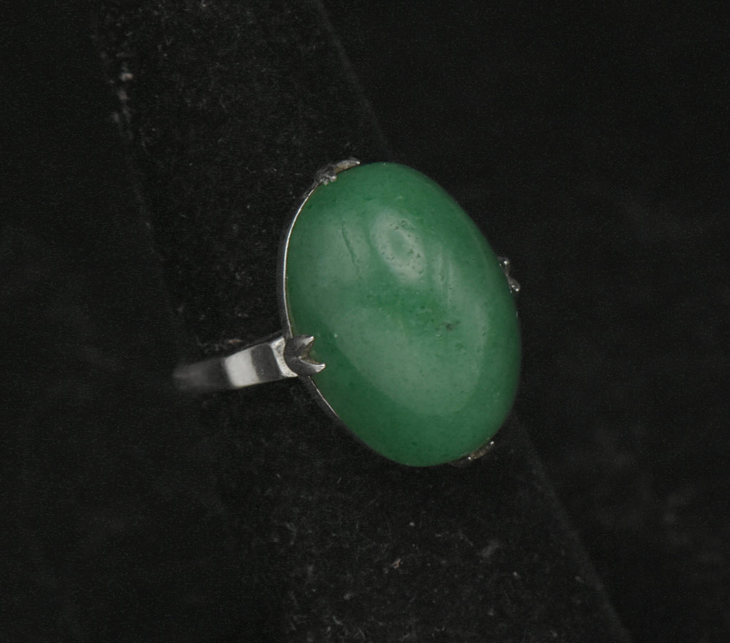 Vintage Aventurine Silver Ring - Size 5.25