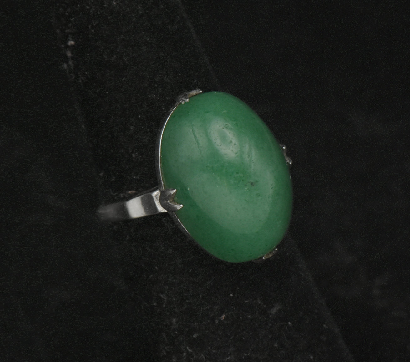 Vintage Aventurine Silver Ring - Size 5.25