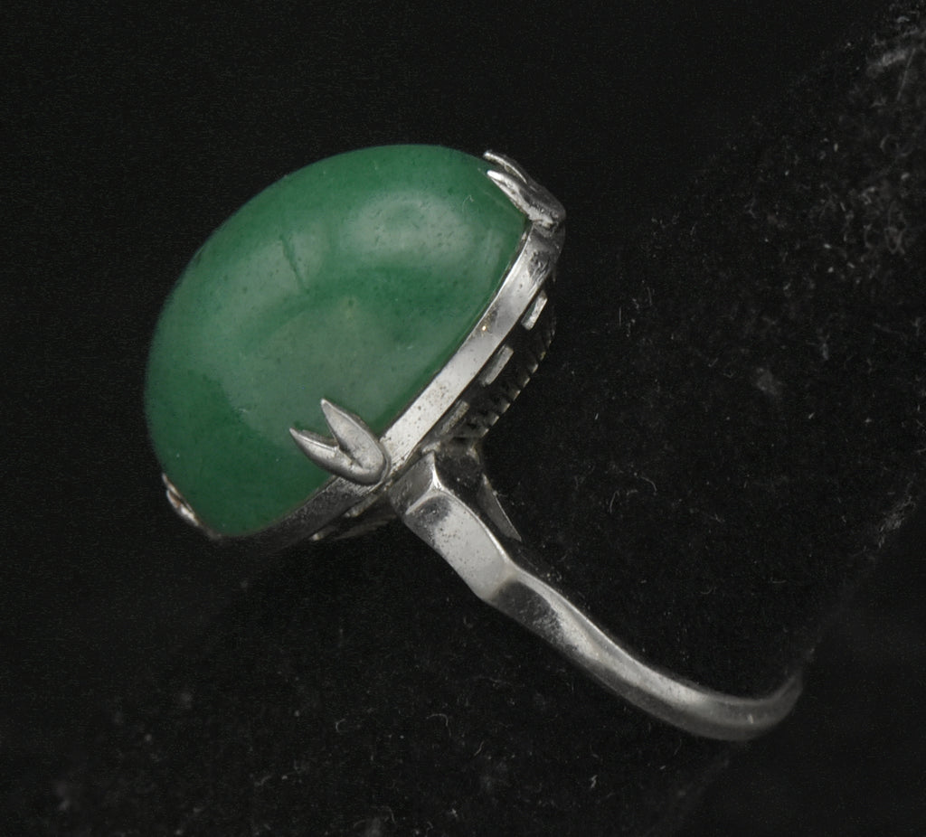 Vintage Aventurine Silver Ring - Size 5.25