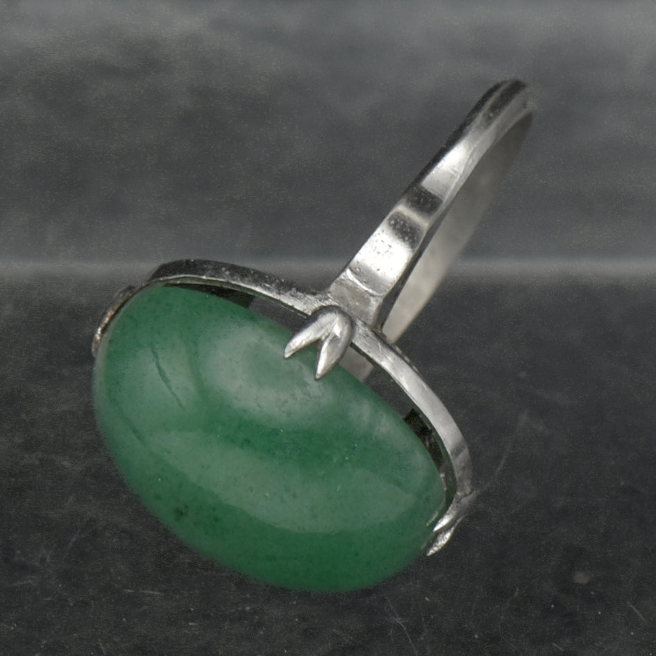 Vintage Aventurine Silver Ring - Size 5.25