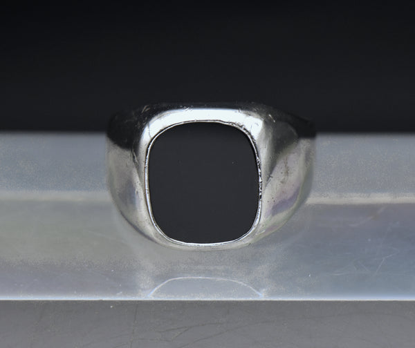 Avon - Vintage Sterling Silver Black Onyx Ring - Size 11