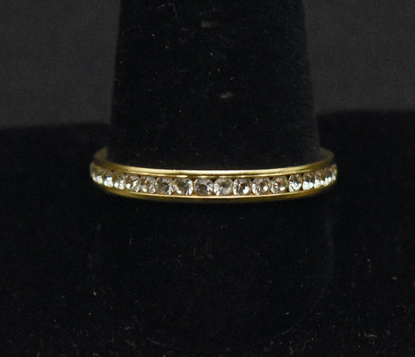 Avon - Gold Plated Rhinestone Infinity Band - Size 10.75