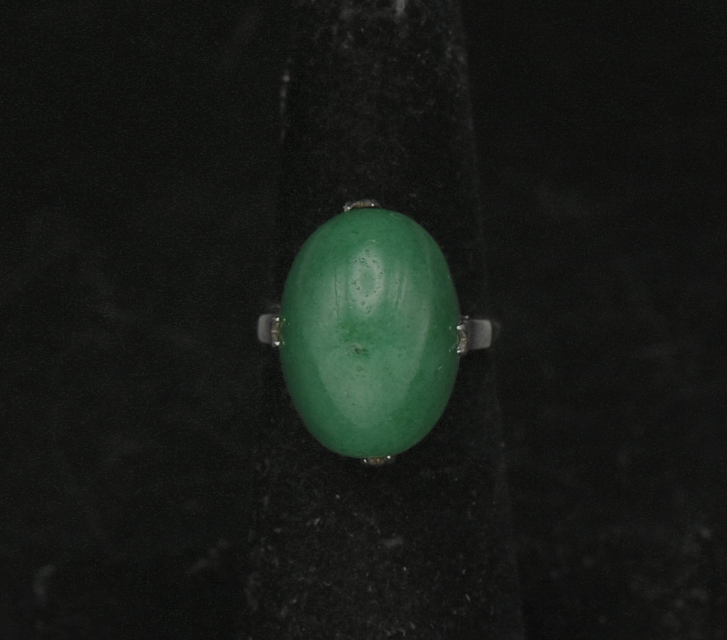 Vintage Aventurine Silver Ring - Size 5.25