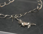 Vintage Sterling Silver White Rabbit Alice in Wonderland Charm Bracelet - 7.25"