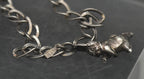Vintage Sterling Silver White Rabbit Alice in Wonderland Charm Bracelet - 7.25"