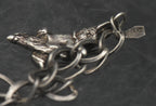 Vintage Sterling Silver White Rabbit Alice in Wonderland Charm Bracelet - 7.25"