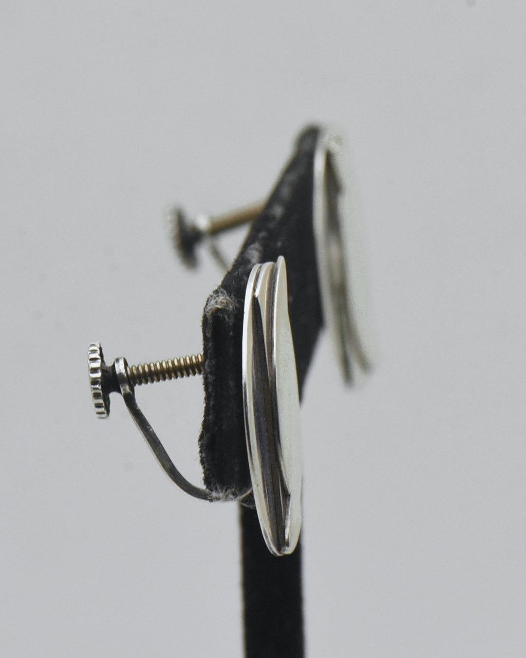 Vintage Handmade Sterling Silver Abstract Geometric Screw Back Earrings