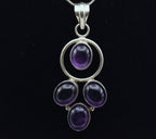 Vintage Handmade Amethyst Sterling Silver Pendant on Sterling Silver Chain Necklace - 20.25"