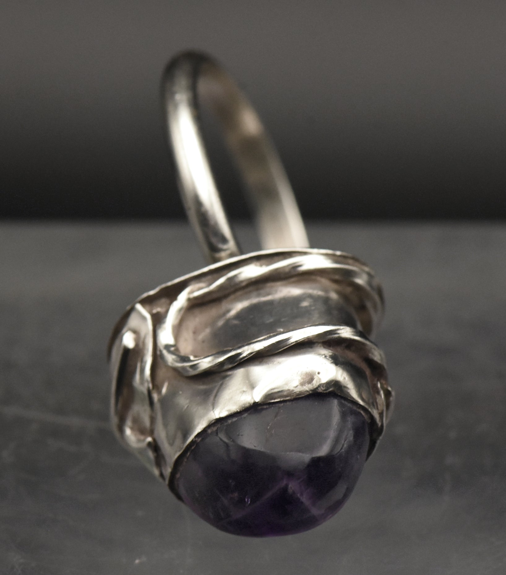 Vintage Handmade Amethyst Sterling Silver Ring - Size 8.25