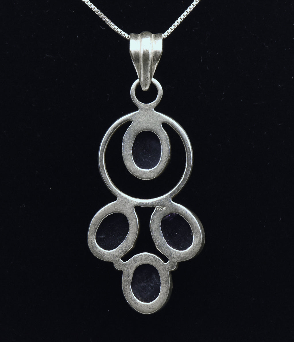 Vintage Handmade Amethyst Sterling Silver Pendant on Sterling Silver Chain Necklace - 20.25"