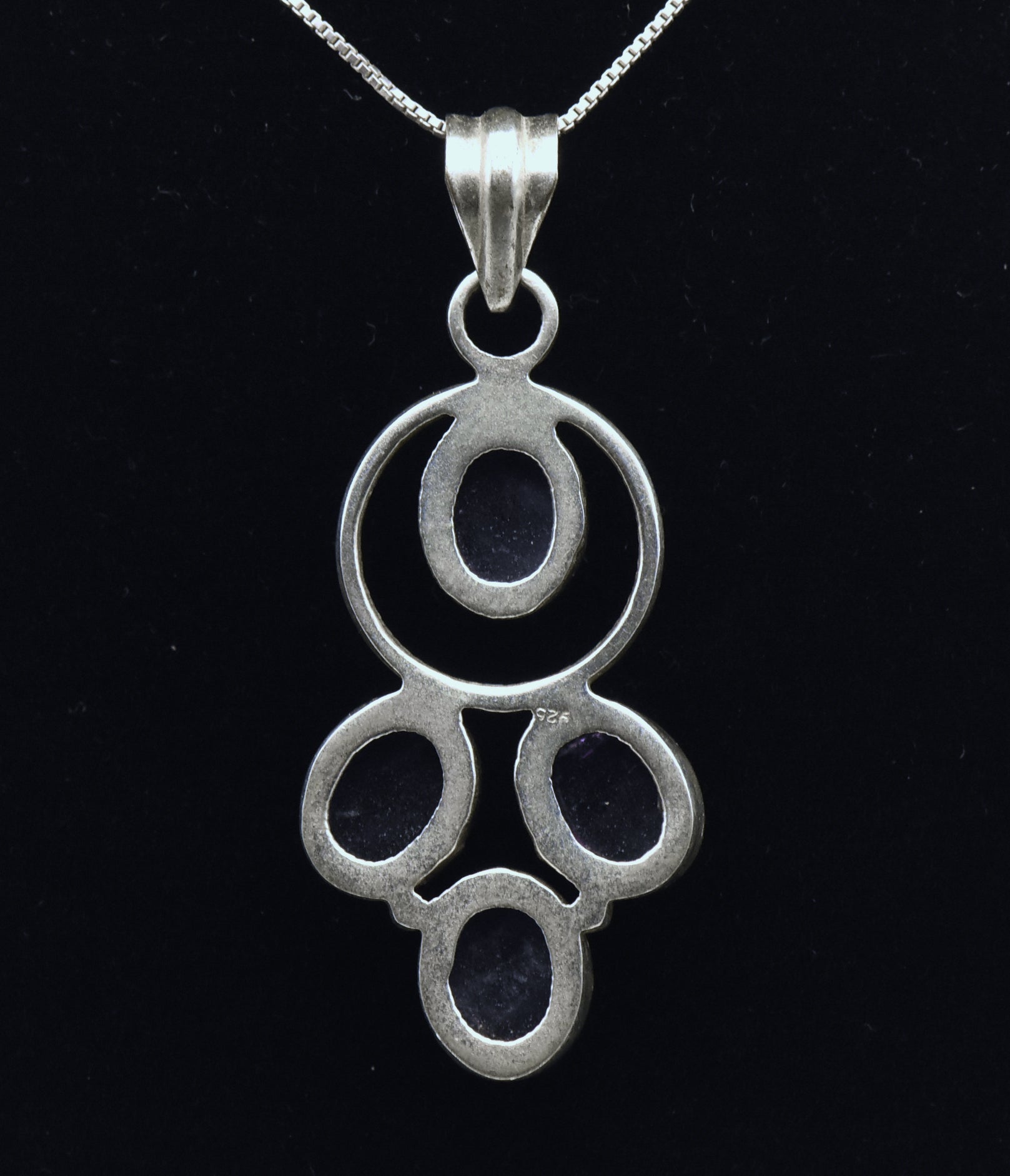Vintage Handmade Amethyst Sterling Silver Pendant on Sterling Silver Chain Necklace - 20.25"