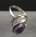 Vintage Handmade Amethyst Sterling Silver Ring - Size 8.25