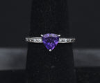 Vintage Amethyst and Zircon Sterling Silver Ring - Size 6