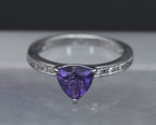 Vintage Amethyst and Zircon Sterling Silver Ring - Size 6
