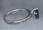Vintage Amethyst and Zircon Sterling Silver Ring - Size 6