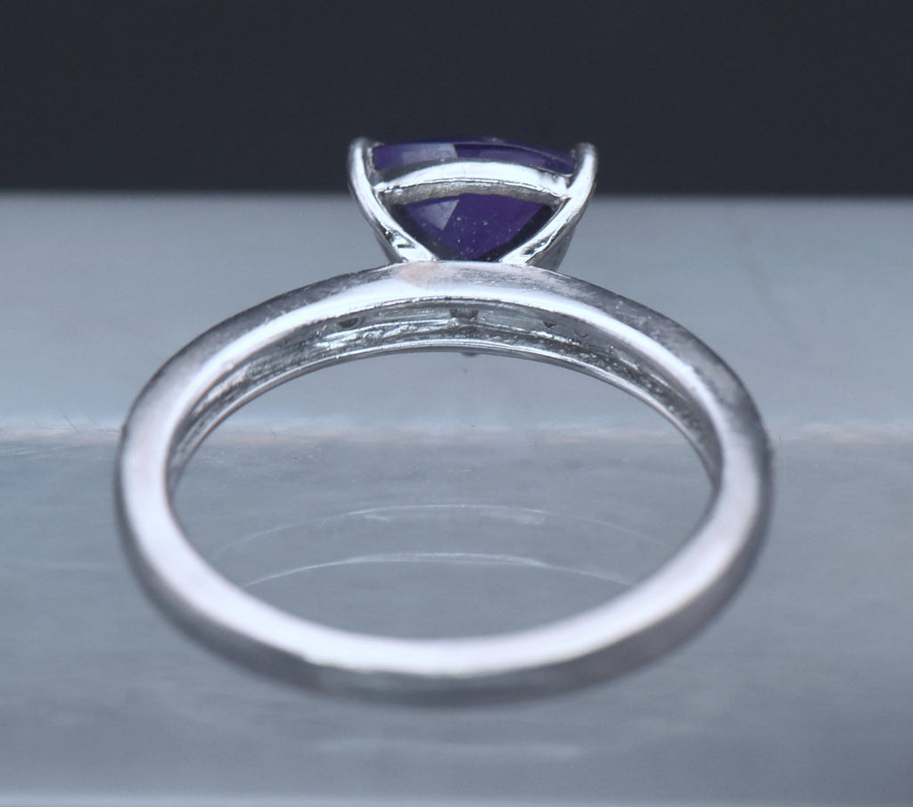 Vintage Amethyst and Zircon Sterling Silver Ring - Size 6