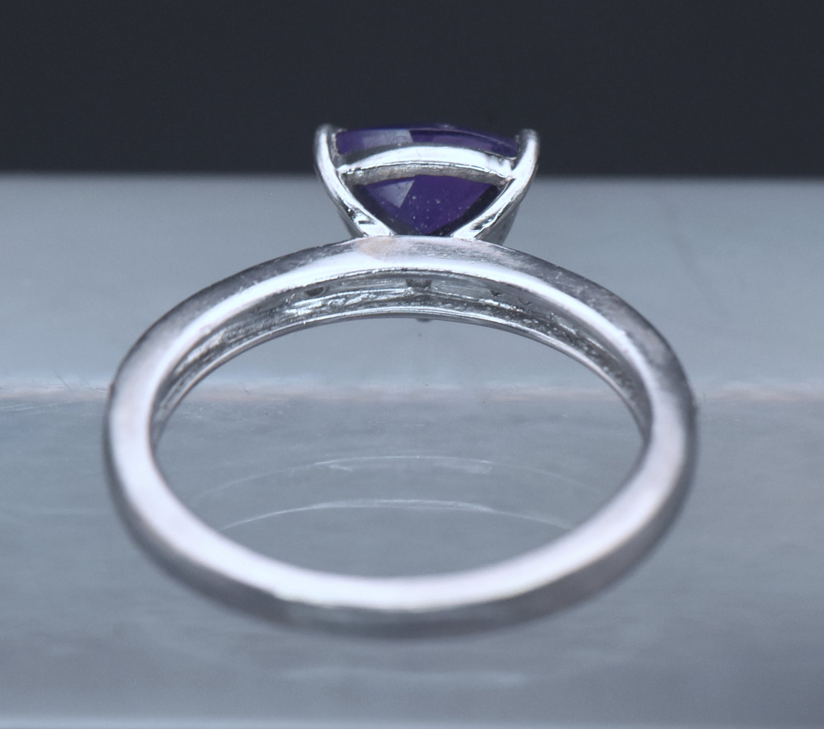 Vintage Amethyst and Zircon Sterling Silver Ring - Size 6